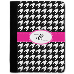 Houndstooth w/Pink Accent Notebook Padfolio - Medium w/ Couple's Names