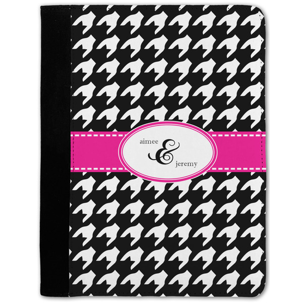Custom Houndstooth w/Pink Accent Notebook Padfolio w/ Couple's Names