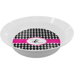 Houndstooth w/Pink Accent Melamine Bowl (Personalized)