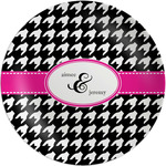 Houndstooth w/Pink Accent Melamine Plate (Personalized)
