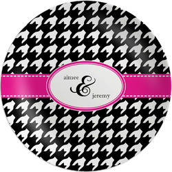 Houndstooth w/Pink Accent Melamine Salad Plate - 8" (Personalized)