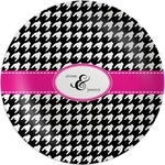 Houndstooth w/Pink Accent Melamine Plate (Personalized)