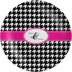 Houndstooth w/Pink Accent Melamine Plate (Personalized)