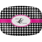 Houndstooth w/Pink Accent Melamine Platter (Personalized)