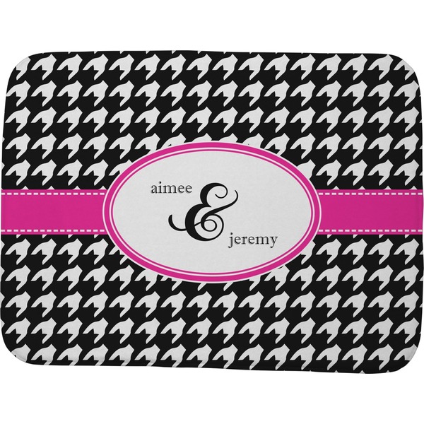 Custom Houndstooth w/Pink Accent Memory Foam Bath Mat - 48"x36" (Personalized)