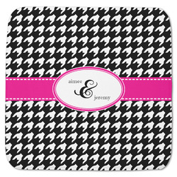 Houndstooth w/Pink Accent Memory Foam Bath Mat - 48"x48" (Personalized)