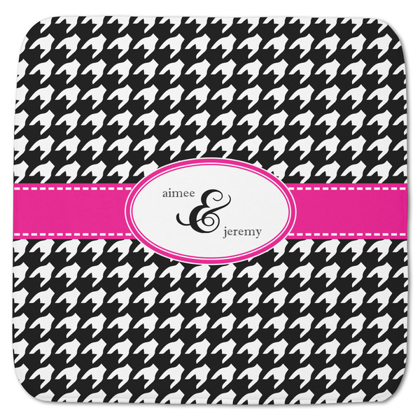 Custom Houndstooth w/Pink Accent Memory Foam Bath Mat - 48"x48" (Personalized)