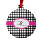Houndstooth w/Pink Accent Metal Ball Ornament - Front