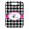 Houndstooth w/Pink Accent Metal Luggage Tag - Front Without Strap