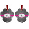 Houndstooth w/Pink Accent Metal Paw Ornament - Front and Back