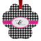 Houndstooth w/Pink Accent Metal Paw Ornament - Double Sided w/ Couple's Names