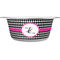 Houndstooth w/Pink Accent Metal Pet Bowl - White Label - Medium - Main