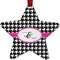 Houndstooth w/Pink Accent Metal Star Ornament - Front