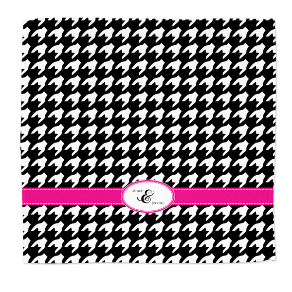 Custom Houndstooth w/Pink Accent Microfiber Dish Rag (Personalized)