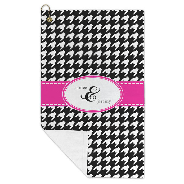 Houndstooth w/Pink Accent Microfiber Golf Towels - FOLD