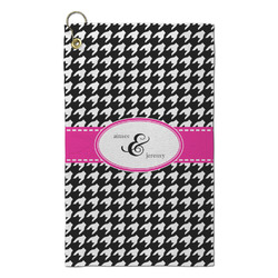 Houndstooth w/Pink Accent Microfiber Golf Towel - Small (Personalized)