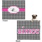 Houndstooth w/Pink Accent Microfleece Dog Blanket - Large- Front & Back