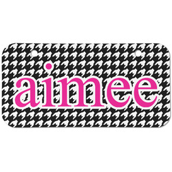 Houndstooth w/Pink Accent Mini/Bicycle License Plate (2 Holes) (Personalized)