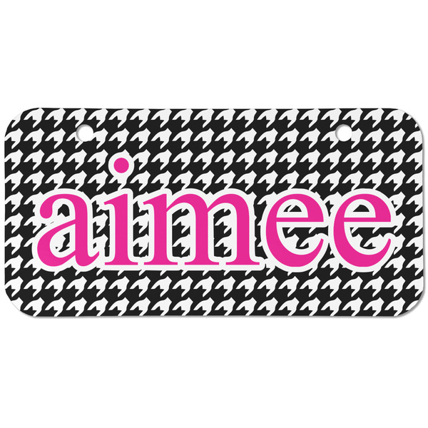 Custom Houndstooth w/Pink Accent Mini/Bicycle License Plate (2 Holes) (Personalized)