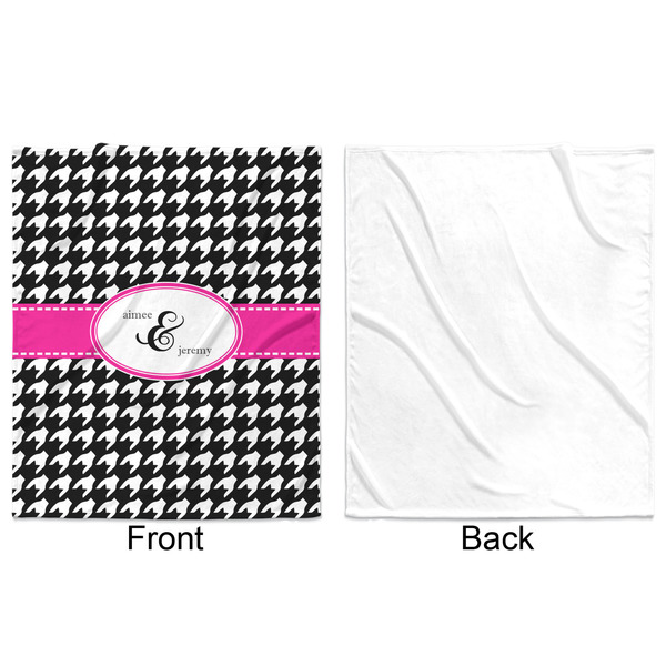 Houndstooth w/Pink Accent Minky Blanket - 50"x60" - Single Sided - Front & Back