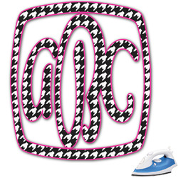 Houndstooth w/Pink Accent Monogram Iron On Transfer - Up to 9"x9" (Personalized)