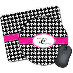 Houndstooth w/Pink Accent Mouse Pad (Personalized)