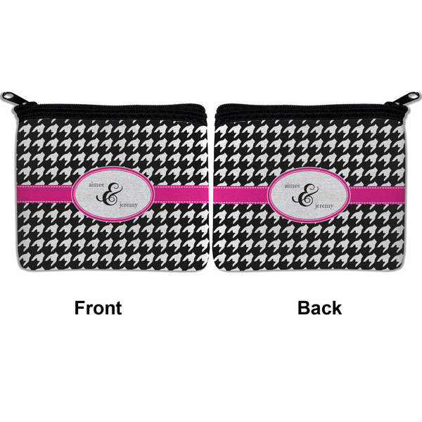 Houndstooth w/Pink Accent Neoprene Coin Purse - Front & Back (APPROVAL)