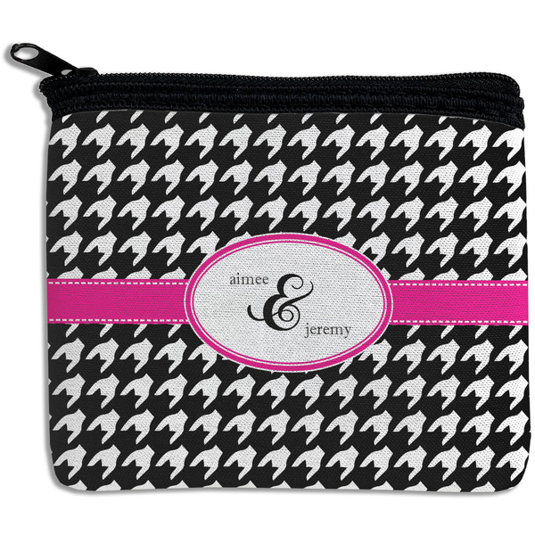 Custom Houndstooth w/Pink Accent Rectangular Coin Purse (Personalized)