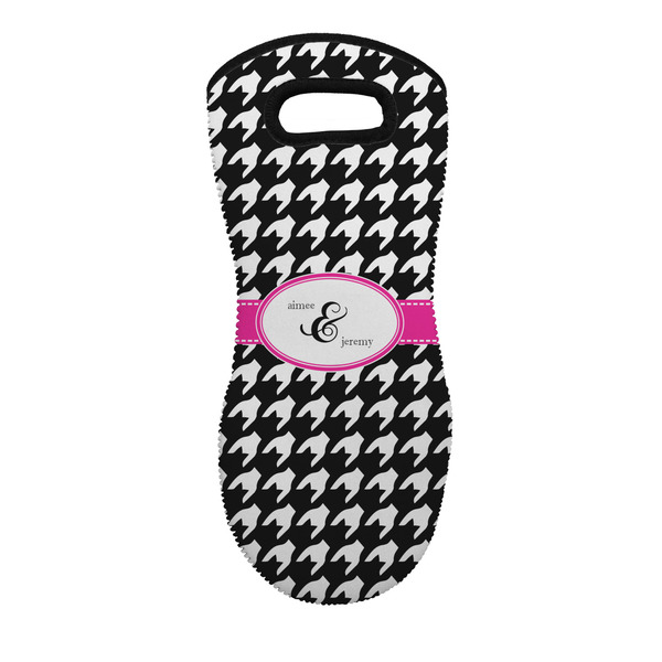 Custom Houndstooth w/Pink Accent Neoprene Oven Mitt w/ Couple's Names