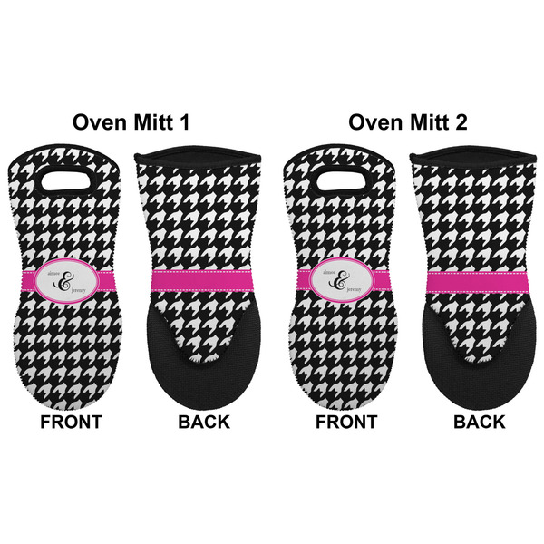 Houndstooth w/Pink Accent Neoprene Oven Mitt - Set of 2 - Approval