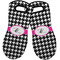 Houndstooth w/Pink Accent Neoprene Oven Mitts - Set of 2 w/ Couple's Names