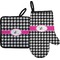 Houndstooth w/Pink Accent Neoprene Oven Mitt and Pot Holder Set