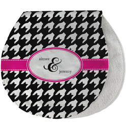 Houndstooth w/Pink Accent Burp Pad - Velour w/ Couple's Names