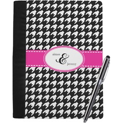 Houndstooth w/Pink Accent Notebook Padfolio - Large w/ Couple's Names