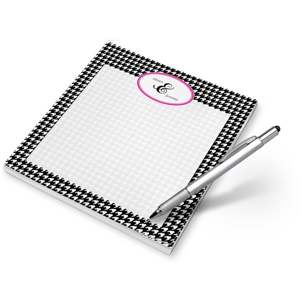 Custom Houndstooth w/Pink Accent Notepad (Personalized)