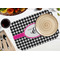 Houndstooth w/Pink Accent Octagon Placemat - Single front (LIFESTYLE) Flatlay