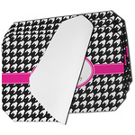 Houndstooth w/Pink Accent Dining Table Mat - Octagon - Set of 4 (Single-Sided) w/ Couple's Names