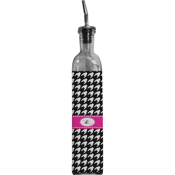 Custom Houndstooth w/Pink Accent Oil Dispenser Bottle (Personalized)