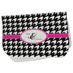 Houndstooth w/Pink Accent Burp Cloth - Fleece w/ Couple's Names