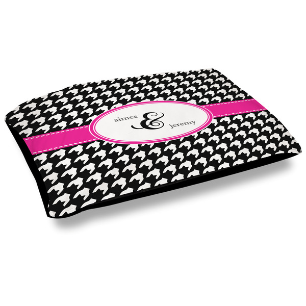 Custom Houndstooth w/Pink Accent Dog Bed w/ Couple's Names