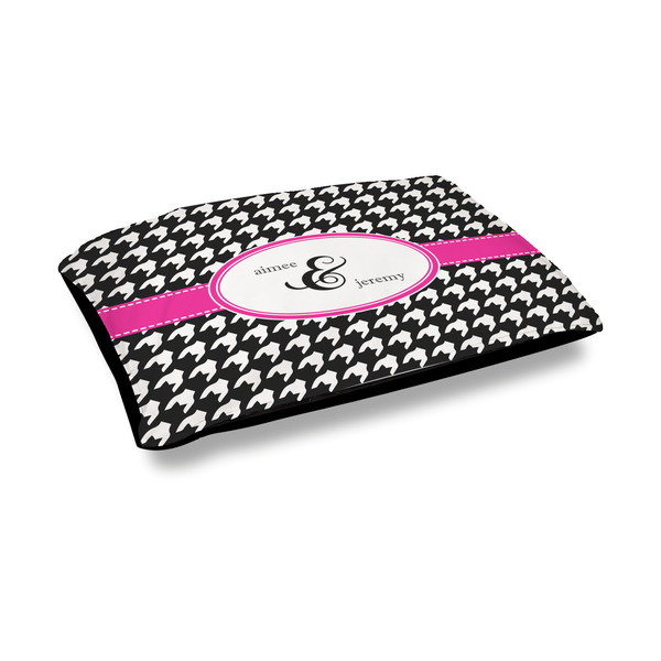 Custom Houndstooth w/Pink Accent Outdoor Dog Bed - Medium (Personalized)