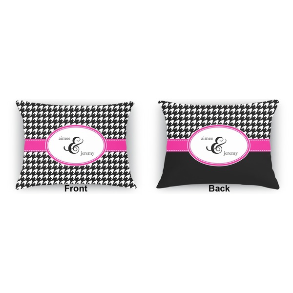 Houndstooth w/Pink Accent  Outdoor Rectangular Throw Pillow (Front and Back)