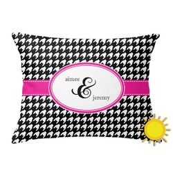 Houndstooth w/Pink Accent Outdoor Throw Pillow (Rectangular) (Personalized)