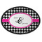 Houndstooth w/Pink Accent Iron On Oval Patch w/ Couple's Names