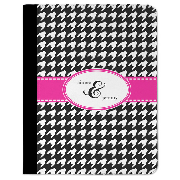 Custom Houndstooth w/Pink Accent Padfolio Clipboard (Personalized)