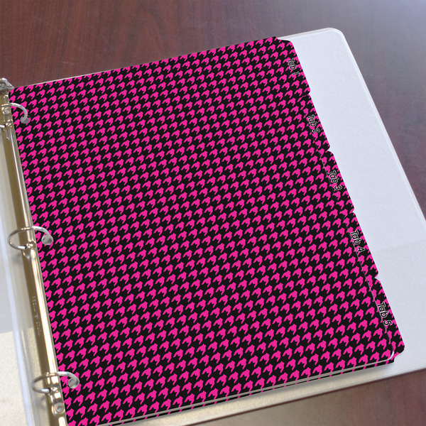 Houndstooth w/Pink Accent Page Dividers - Set of 5 - In Context