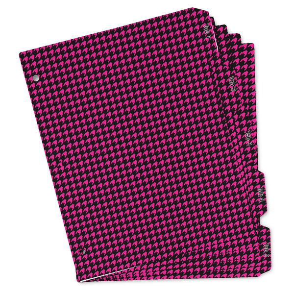 Custom Houndstooth w/Pink Accent Binder Tab Divider - Set of 5 (Personalized)