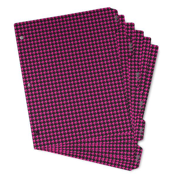 Custom Houndstooth w/Pink Accent Binder Tab Divider - Set of 6 (Personalized)