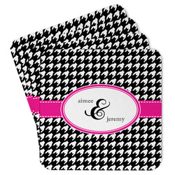 Houndstooth w/Pink Accent Paper Coasters (Personalized)
