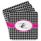 Houndstooth w/Pink Accent Paper Coasters - Front/Main